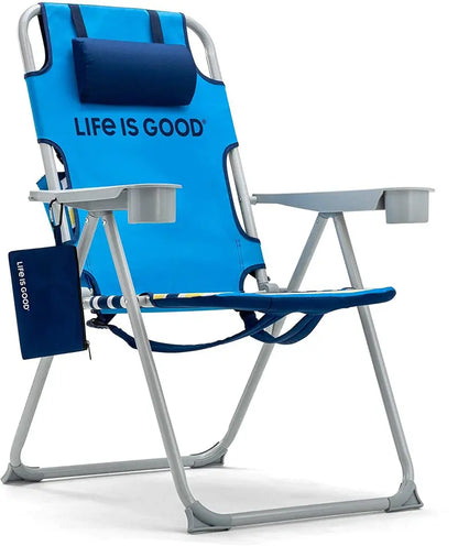 AKE Blue Compact Beach Chair  Short-Frame Design for Comfortable, Portable Seating