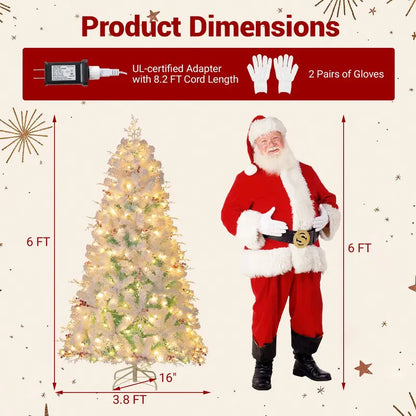 6-Foot or 7-Foot Hinged Pre-Lit Christmas Tree with Snow-Flocked Branches and Energy-Efficient LEDs