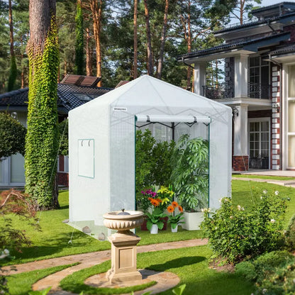 WORKPRO 8′ × 8′ Walk-In Portable Greenhouse  UV-Protected Polycarbonate Frame