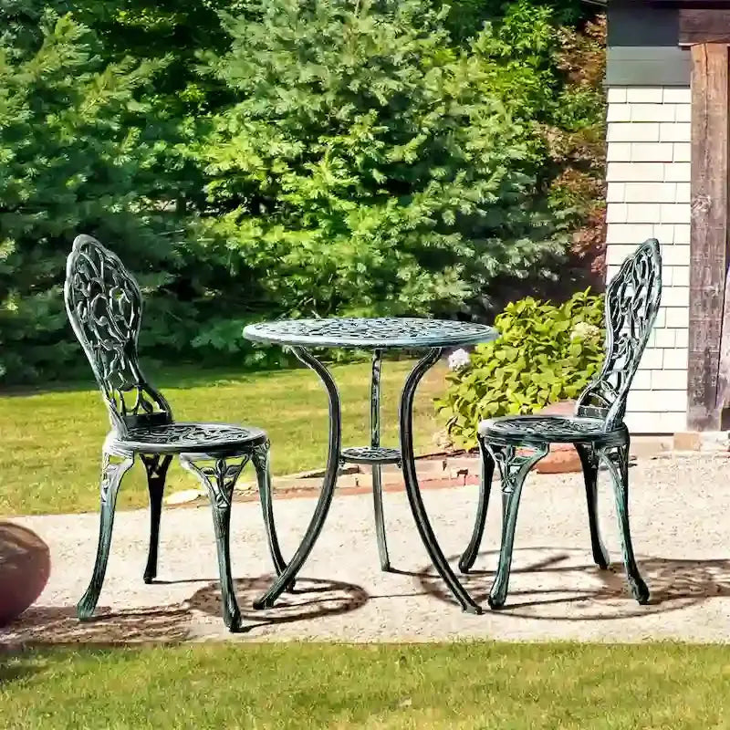 Yaheetech 3-Piece Aluminum Bistro Set  Antique-Finish Patio Chairs + Table
