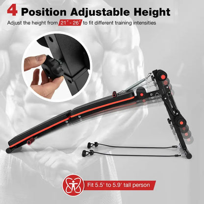 Multi-Functional Sit-Up Bench  Foldable 7-in-1 Workout Station with 4-Height Adjustments
