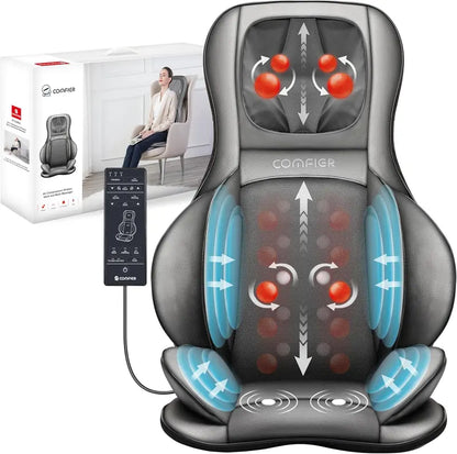 COMFIER Portable Shiatsu Back Massager | Neck & Shoulder Heating Pad with Rolling Compression Therapy for Full-Back Pain Relief