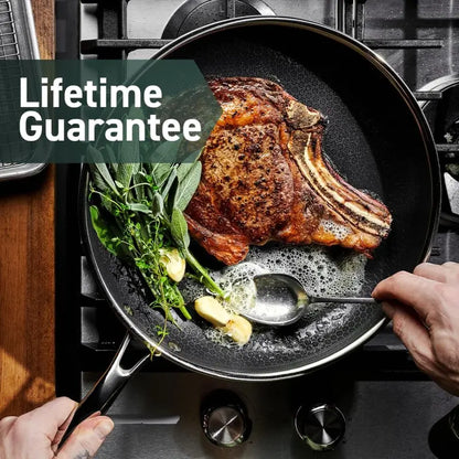 HexClad 12-Inch Hybrid Nonstick Frying Pan  Oven-Safe, Dishwasher-Safe, Glass Lid Included