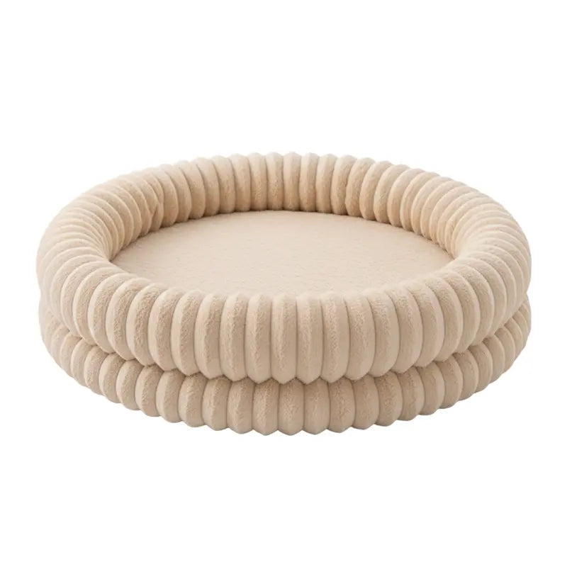 Circular Donut Pet Bed with Bolstered Rim and Non-Slip Bottom