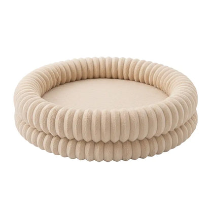 Circular Donut Pet Bed with Bolstered Rim and Non-Slip Bottom