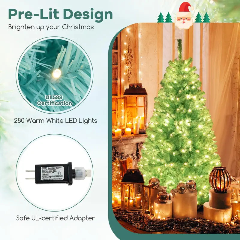 67 ft Blue Pre-Lit Christmas Tree  Full Hinged Artificial Xmas Tree with 280380 Warm White LEDs