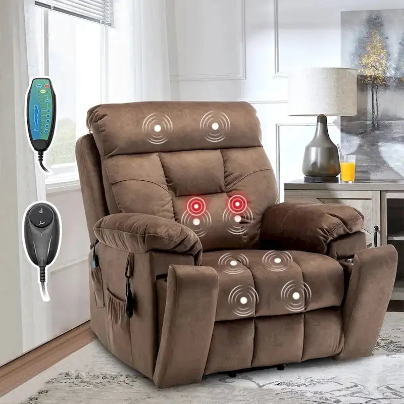 Large Power Lift Recliner — Full-Body Massage, Heat Function & Concealed Cup Holder