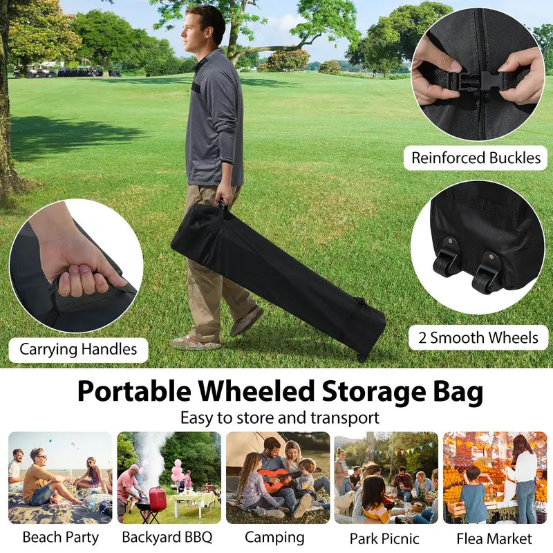 10 x 10 Foot Portable Canopy Tent  Includes One Sidewall & Wheeled Storage Bag