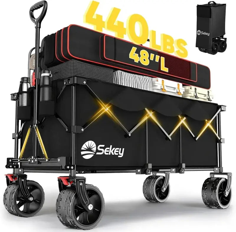Sekey 48¡å Extended Folding Travel Cart  440 lb Load Rating, Multi-Use Garden &amp; Transport Solution