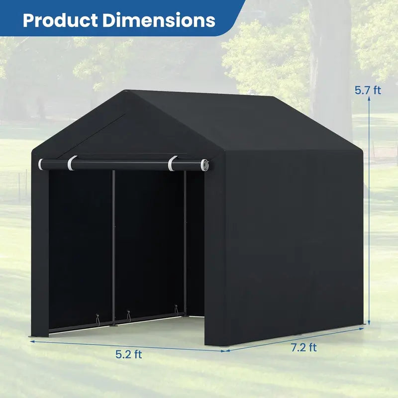 Heavy-Duty Portable Storage Shed  Waterproof Outdoor Carport & Garage Tent for Vehicles or Gear