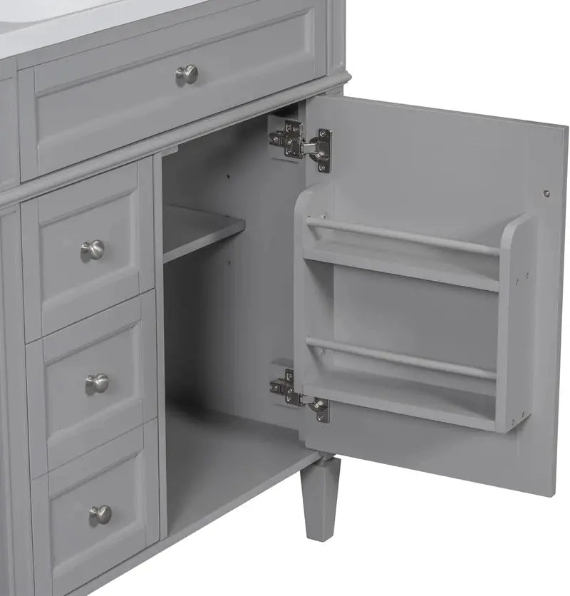 Modern 36-Inch Freestanding Bathroom Vanity with Single Undermount Sink, Soft-Close Drawers & Tip-Out Storage