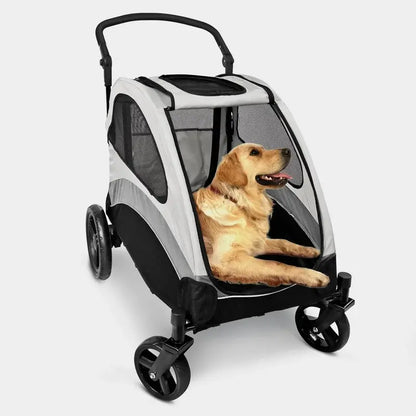 Heavy-Duty Foldable Pet Stroller  Dual-Dog or Multi-Pet Jogger Wagon with 4 All-Terrain Wheels