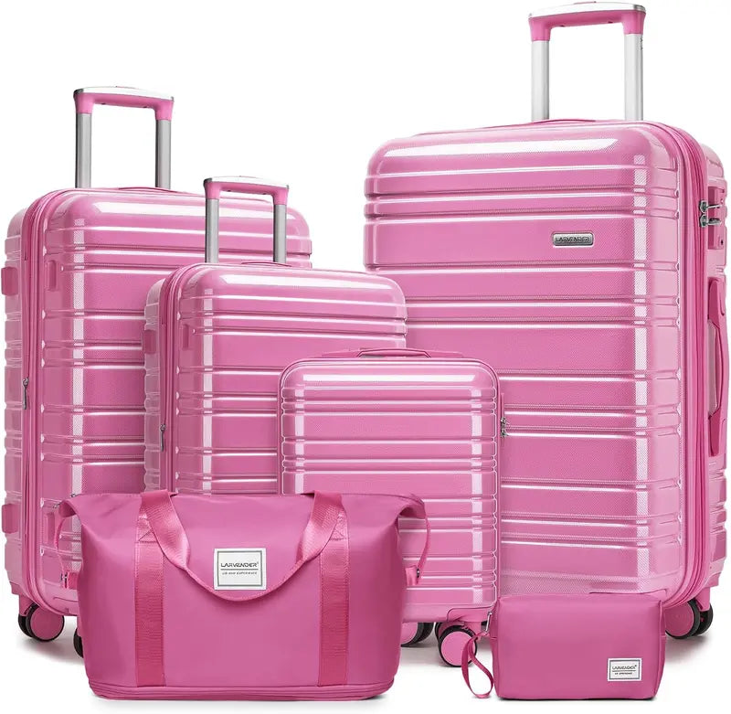 6-Piece Expandable Rolling Luggage Set  Lightweight Hardshell Suitcases with Smooth-Spinning Wheels & Modular Packing Options
