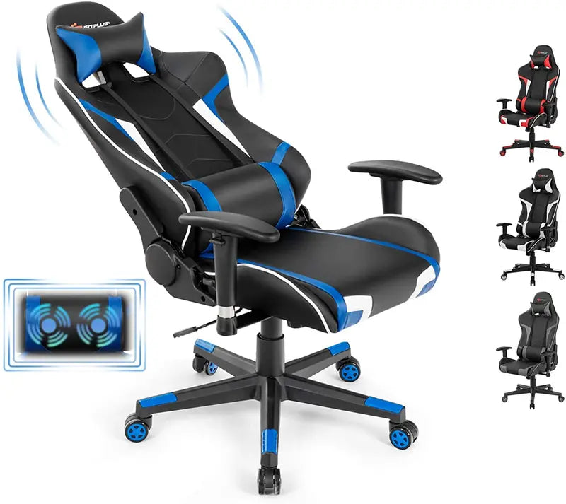 Ergonomic Gaming Chair  Massage-Enabled Racing Office Chair for PC and Console