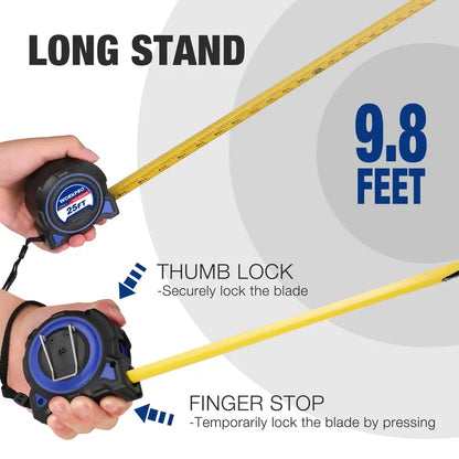 WORKPRO 25-Foot Heavy-Duty Retractable Tape Measure (2-Pack)  Precision 1/32″, Magnetic Tip