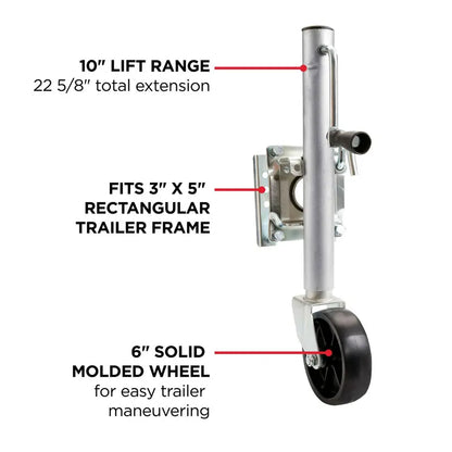 TowSmart Marine Trailer Jack, Swivel Swing Down, Sidewind, 1,000 lb Capacity, Silver