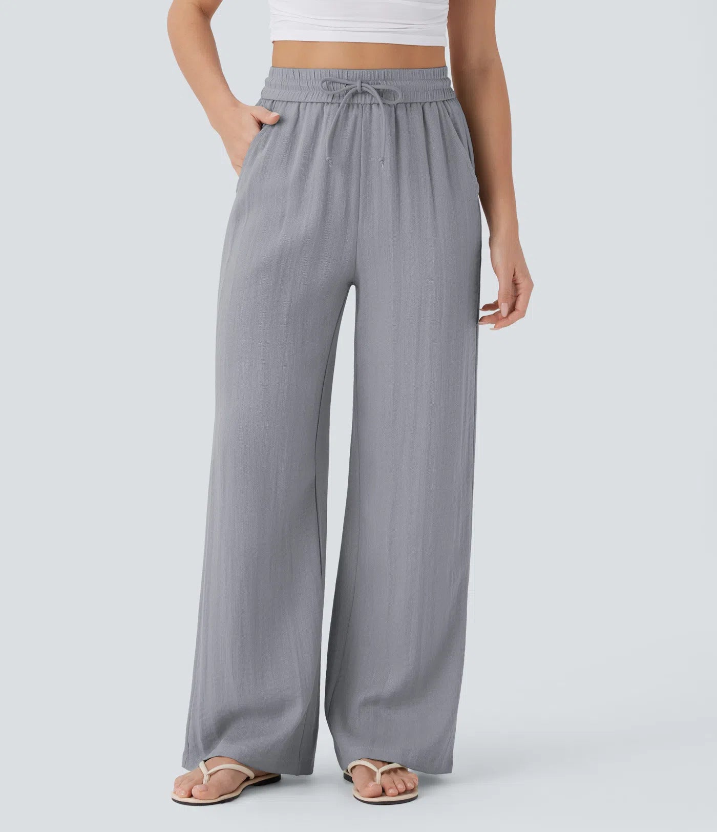 Pantalon Large Fluide à Cordon