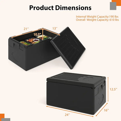 49-Quart Top-Load Stackable Hot Box with Built-In Handles for Catering or Camping