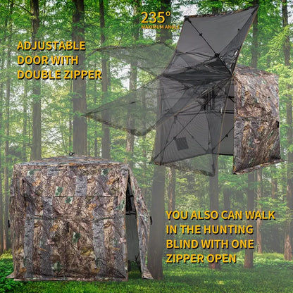FUNHORUN 360° See-Through Hunting Blind, Camouflage, Easy Setup, Accessible Design, Fits 2-3 Hunters