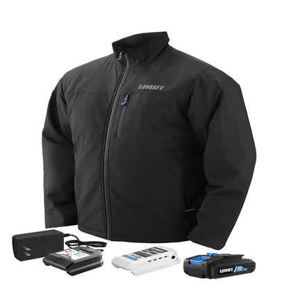 HART Men’s Heated Jacket Kit, Medium  20V, 3 Heating Zones, Wind & Water Resistant, Includes Battery & Charger