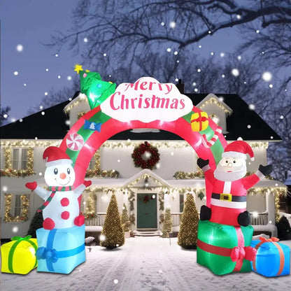 ZXSWONLY 12.5FT Christmas Inflatable Archway with Santa &amp; Snowman, LED Lit, Weather Resistant Polyester for Indoor/Outdoor Holiday Decor