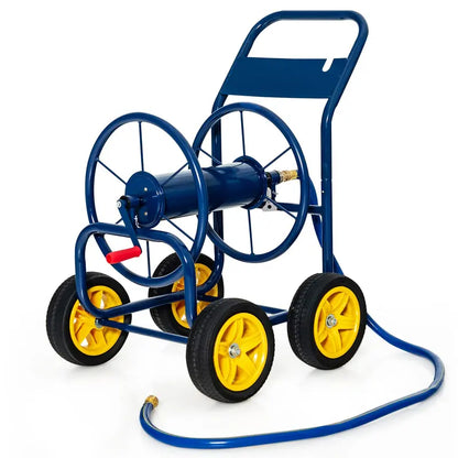 Heavy-Duty Garden Hose Reel Cart with Non-Slip Crank & 4 Solid Wheels