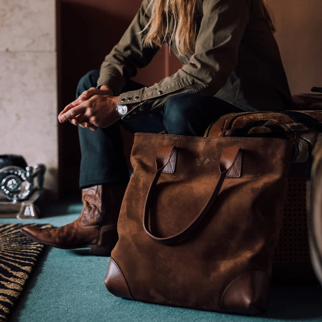 Suede Tote - Tobacco Brown