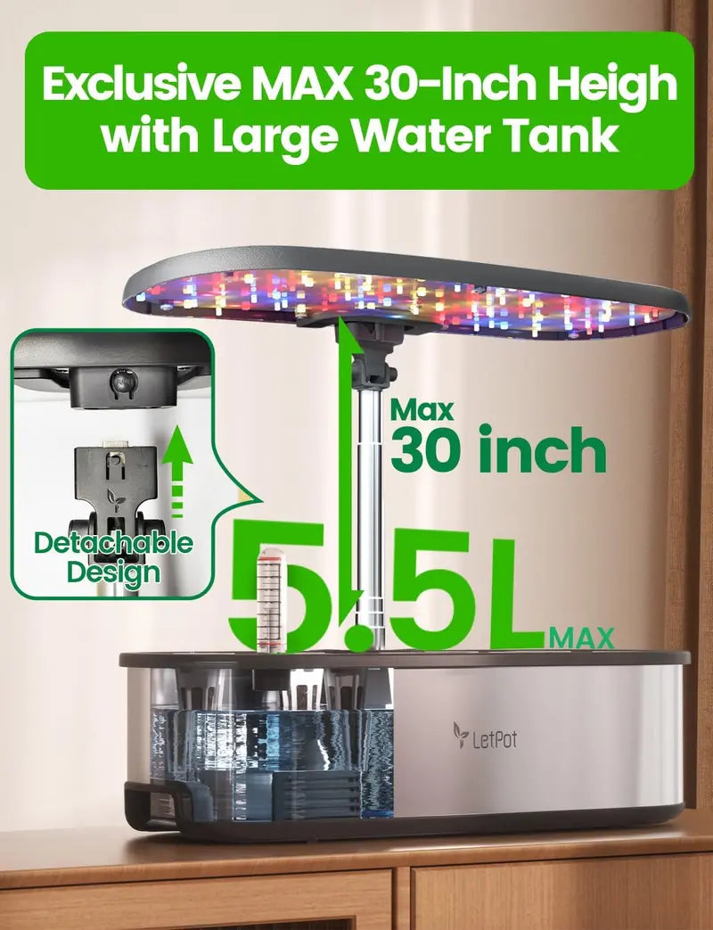 12-Pot Smart Hydroponic Garden  WiFi-Enabled Indoor Herb Kit with 24W LED, 5.5L Tank & Auto-Timer