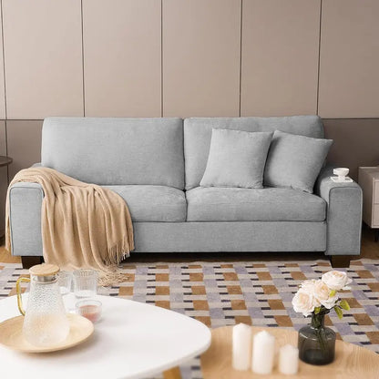 DOPEDIO Chenille Double Sofa Lounge Chair with Removable Solid Wood Frame