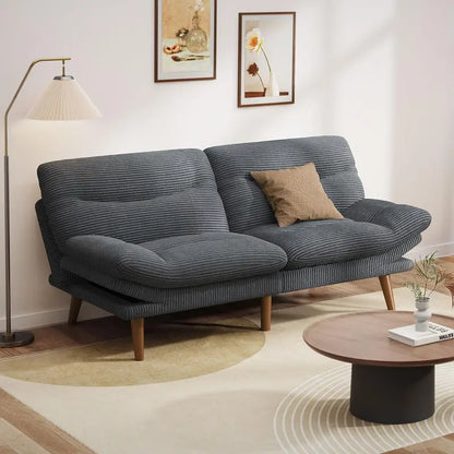 66″ Corduroy Futon Sofa Bed  Space-Saving Convertible Recliner for Studios, Offices & Playrooms