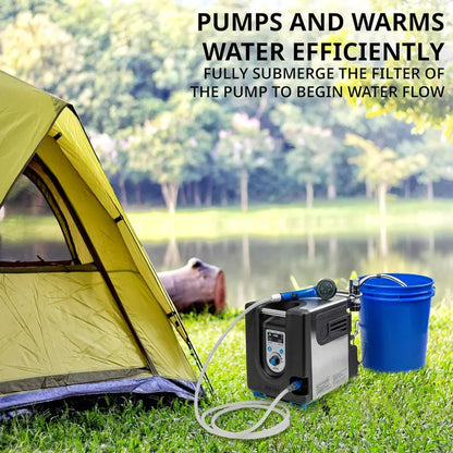 Portable Propane Water Heater & Shower Pump  Compact Outdoor Hot Water System with LCD Display, Safety Cutoff & Carry Case