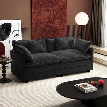 111.4-Inch L-Shaped Modular Cloud Sofa  Chenille 4-Seater with Ottoman & Deep Seat Design