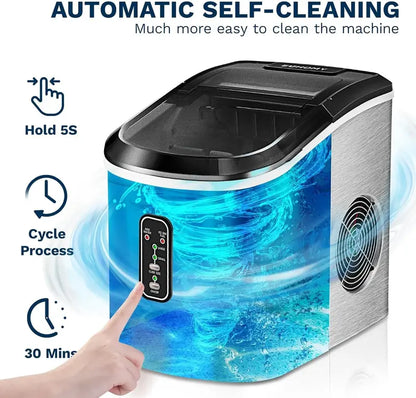 EUHOMY Sonic Nugget Ice Maker  Countertop Pellet Ice Machine, 34 lbs/Day Output, Auto-Clean, Handle Design, Includes Scoop & Basket
