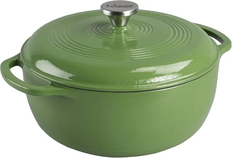 Lodge 6-Quart Caribbean Blue Enamel Cast Iron Dutch Oven  Ideal for Braising, Baking, and Slow Cooking