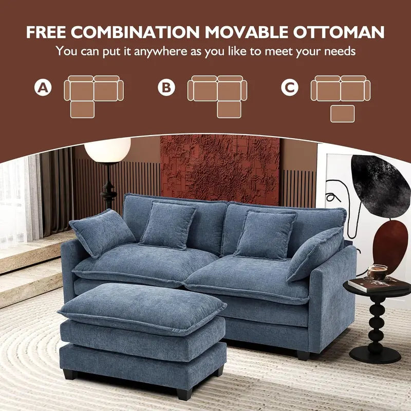 ihanherry 146-Inch Modern U-Shaped Modular Cloud Sofa  Customizable Layout