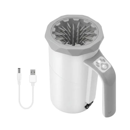 Cordless Paw Cleaner with Rotating Silicone Brush Head and Portable Cup Design
