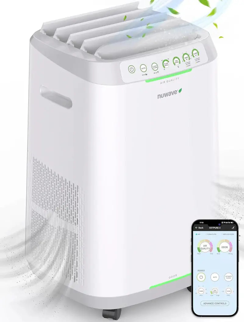Zero-Maintenance Smart Air Purifier  Filterless Design, Covers 2002 Sq Ft, 6-Speed Fan & Sleep Mode
