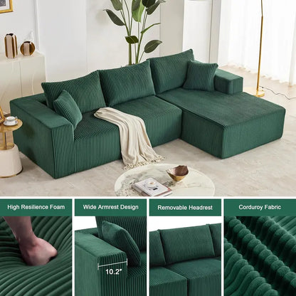 108-Inch Modern Cloud Sectional Sofa  Deep-Seated L-Shaped Design with Plush Upholstery
