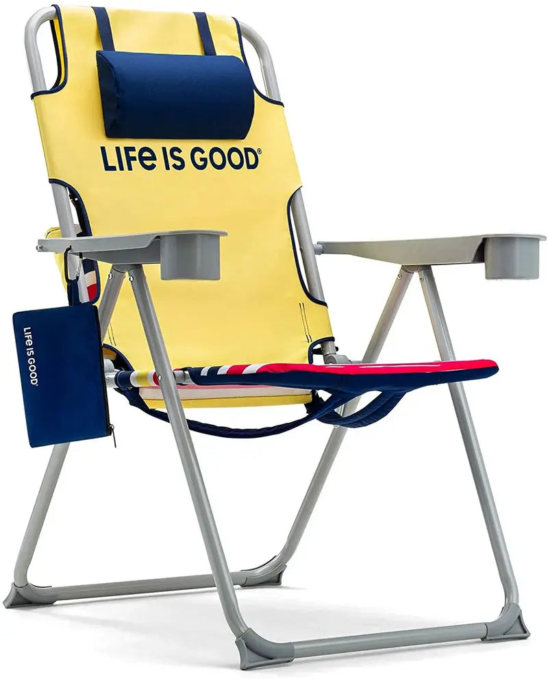 AKE Blue Compact Beach Chair  Short-Frame Design for Comfortable, Portable Seating
