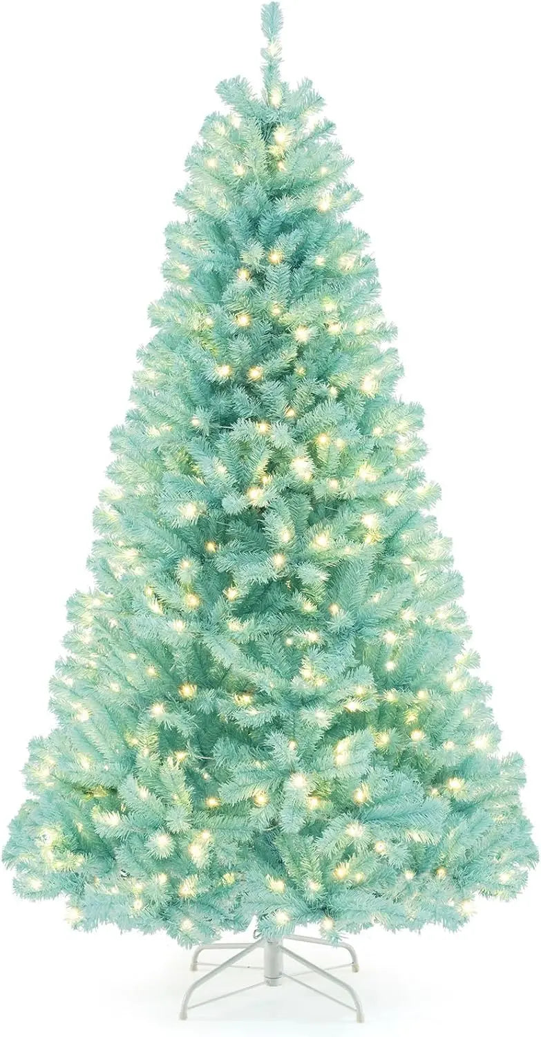 67 ft Blue Pre-Lit Christmas Tree  Full Hinged Artificial Xmas Tree with 280380 Warm White LEDs