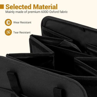 Collapsible Trunk Organizer  Multi-Compartment Vehicle Storage Bin with Detachable Lid