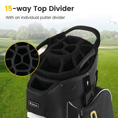 15-Way Golf Cart Bag with Full-Length Club Dividers