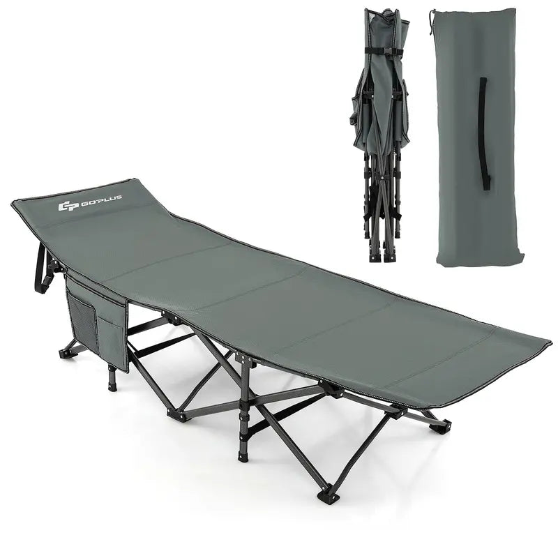 Heavy-Duty Folding Camping Cot, 27.5-Inch Wide Adult Cot with 600-LB Capacity & Carry Bag