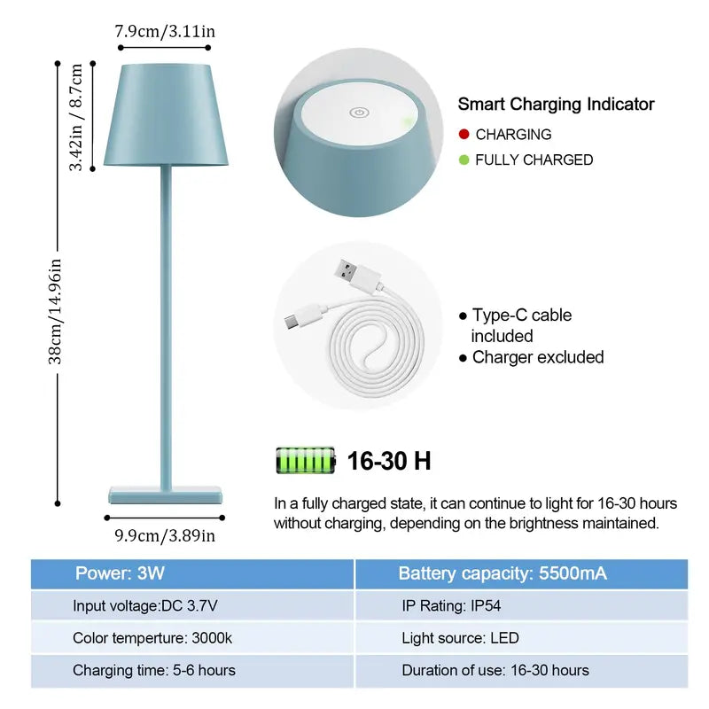 Aoceley 2 Packs Rechargeable LED Table Lamp,Outdoor Cordless Table Lamp Waterproof