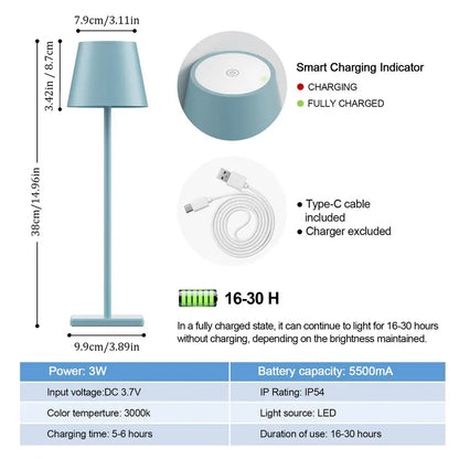Aoceley 2 Packs Rechargeable LED Table Lamp,Outdoor Cordless Table Lamp Waterproof