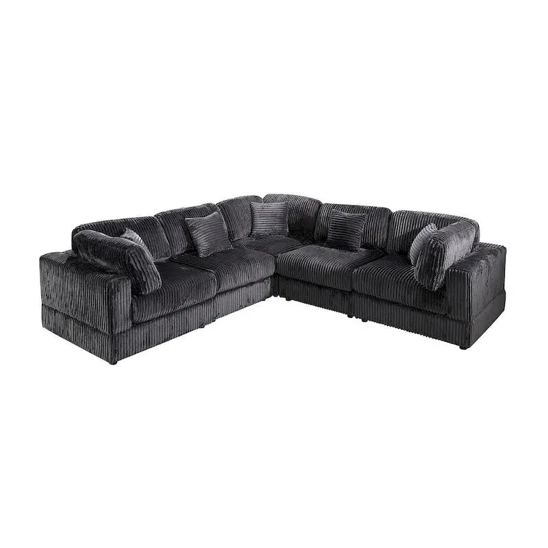 Modular L-Shaped Corduroy Sectional Sofa  Oversized 6-Piece Configurable Set