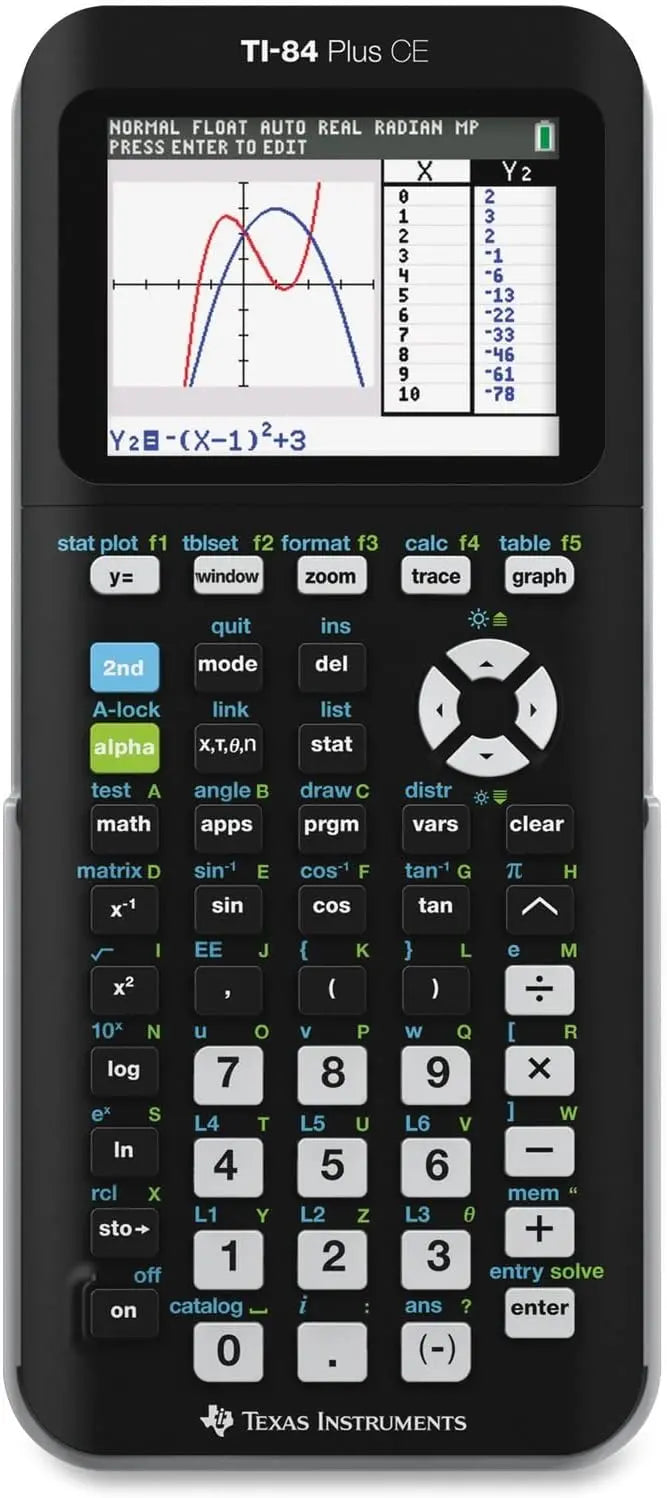 Texas Instruments TI-84 Plus CE Black Graphing Calculator, 7.5″, Rechargeable, Exam-Approved