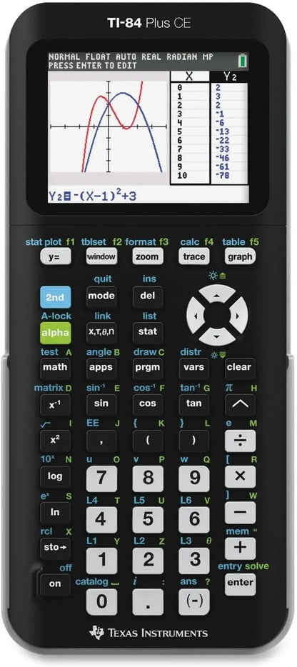 Texas Instruments TI-84 Plus CE Black Graphing Calculator, 7.5″, Rechargeable, Exam-Approved