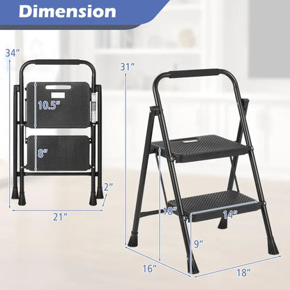 Compact Lightweight Step Ladder  Portable Folding Design