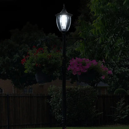 SunRay Cresmont Solar Lamp Post and Planter, with Hanger, Black, Single Head